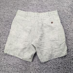 J Crew Shorts Men 29 Green Preppy Casual Normcore Lounge Linen Blend Striped